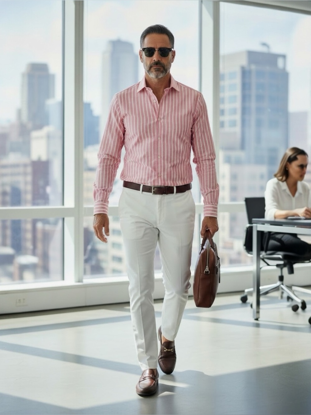 SCOTT BARBER PINK AND WHITE STRIPED LONG SLEEVE BUTTON DOWN DRESS SHIRT